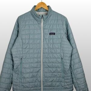 Patagonia Womens Nano Puff Quilted Full Zip Primaloft Lightweight Jacket Blue XL